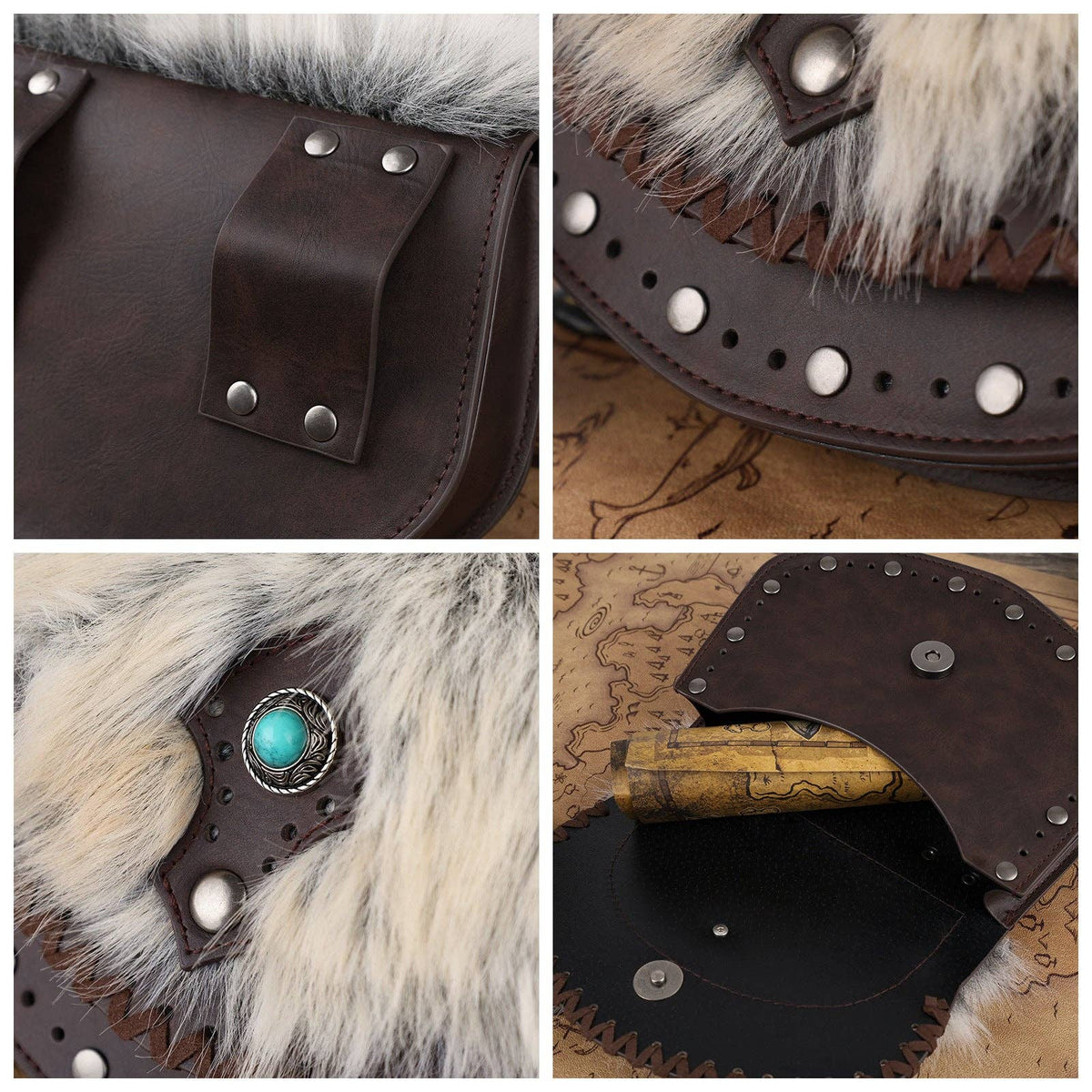 Viking Turquoise Gem Bag Retro Nordic Style: Turquoise Bag Black