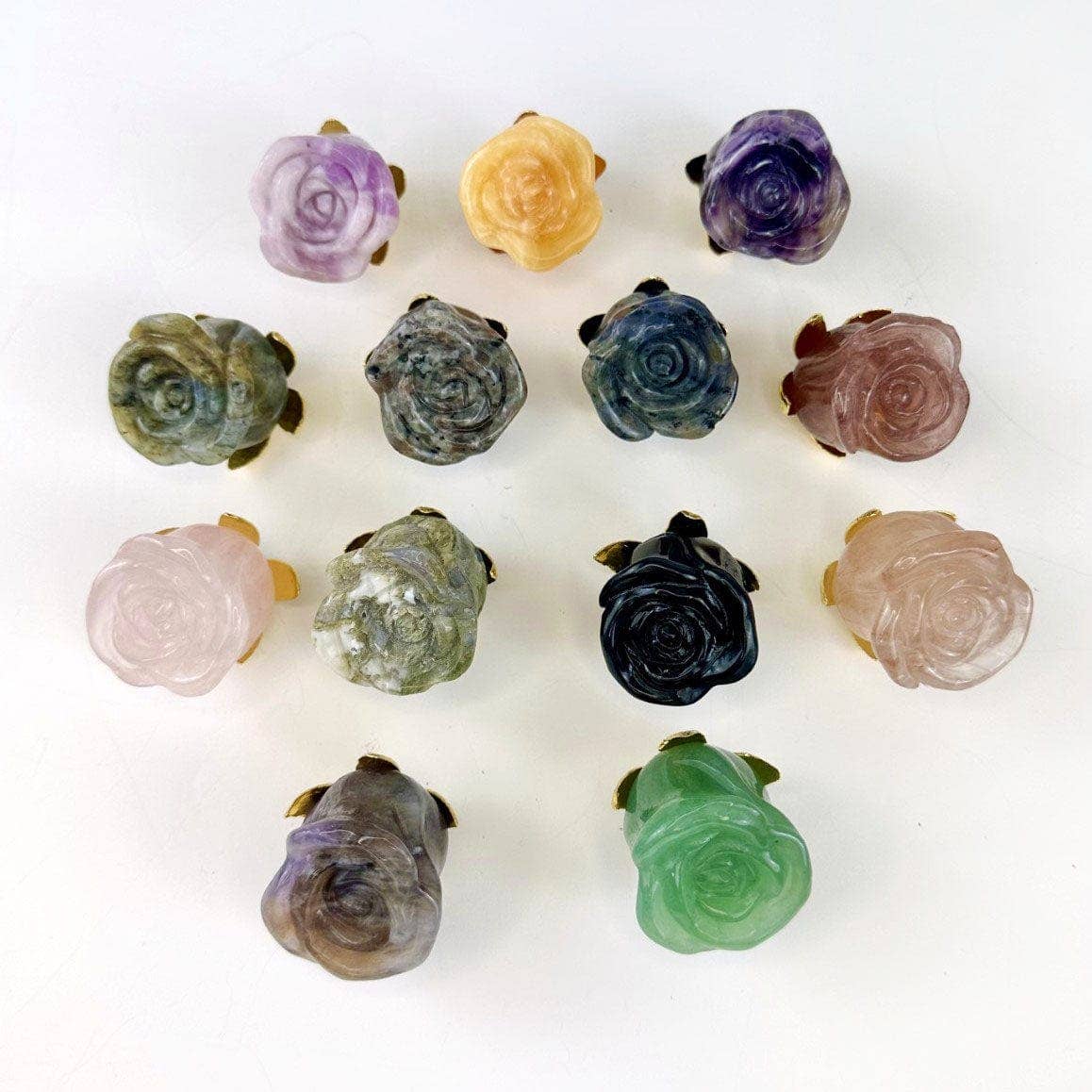 Crystal Rose - Carved Stone -: Labradorite / Gold