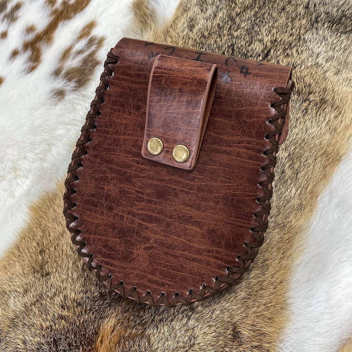 Vintage Viking Style Medieval Belt Wallet Retro Waist Bag: Brown Double Dragon S00064