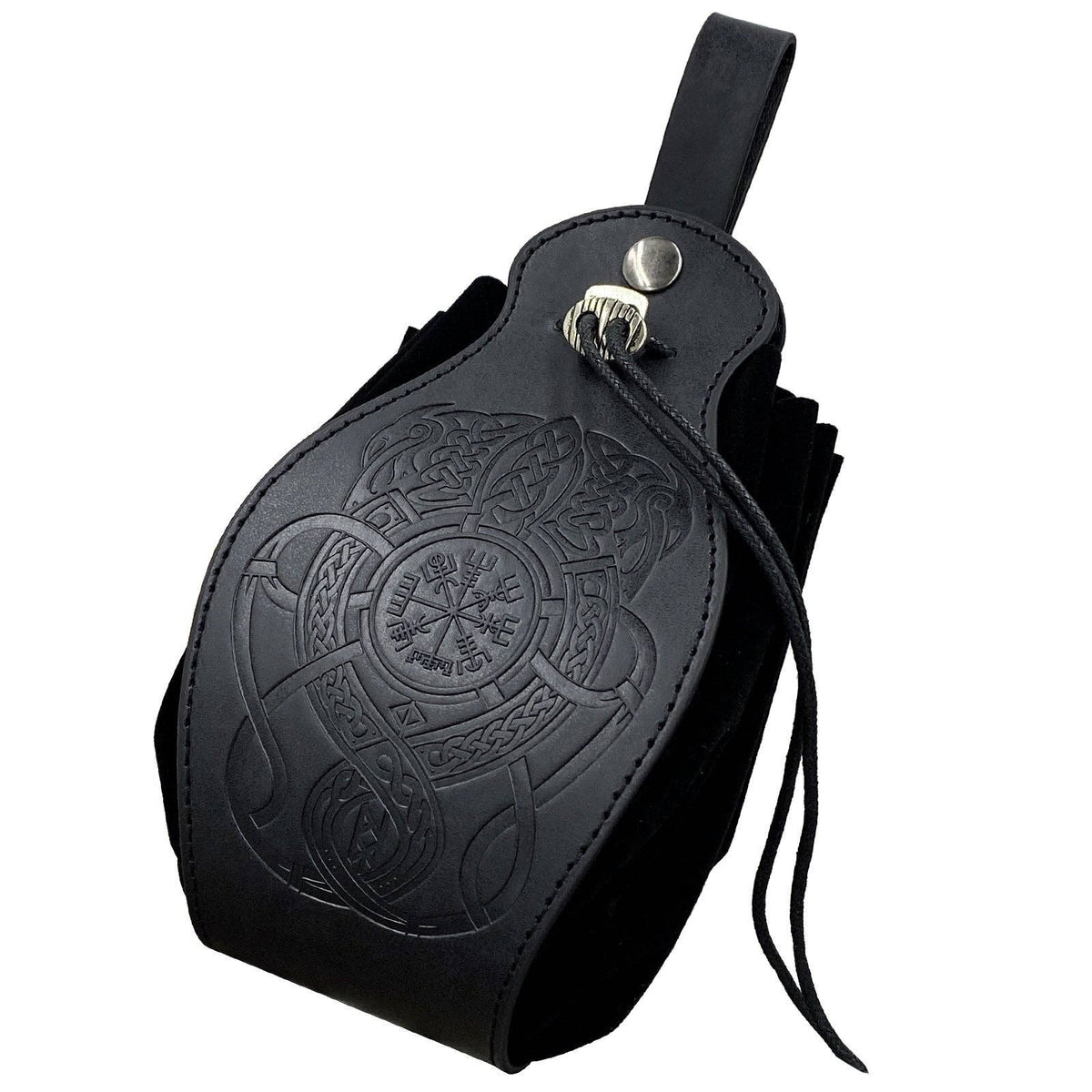 Viking Style Medieval Leather Pouch Belt Bag: Brown Spear S00113