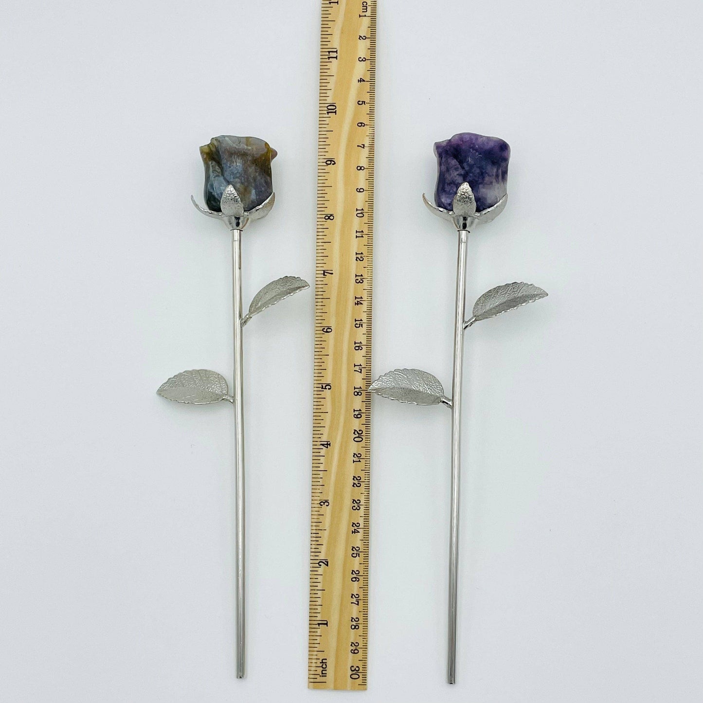 Crystal Rose - Carved Stone -: Labradorite / Gold