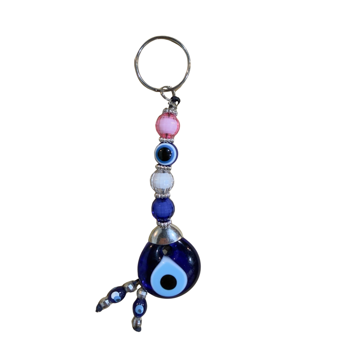 Handmade Glass Evil Eye Keychain – Turkish Key Ring – Assorted Blue Glass Keychain
