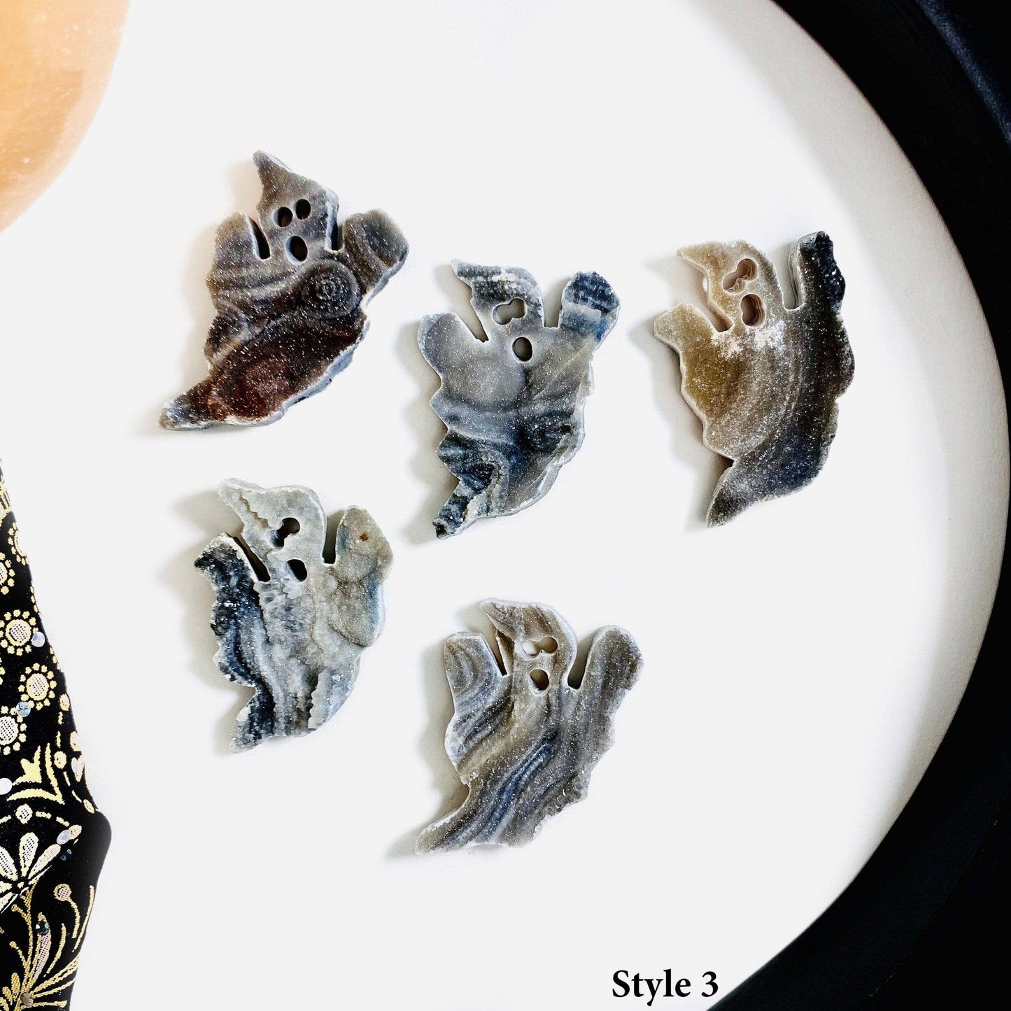 Crystal Chalcedony Ghost Cabochons Halloween Witch Decor: Style 1
