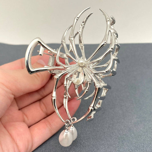 Gothic Large Spider Hair Claw Clips - GT: Silver