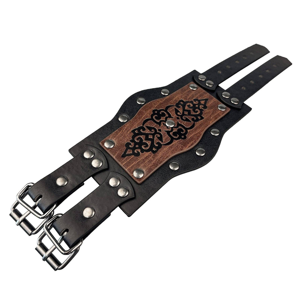 Medieval Rune Leather Bracelet Vintage Nordic Viking Style: Brown B (Single)