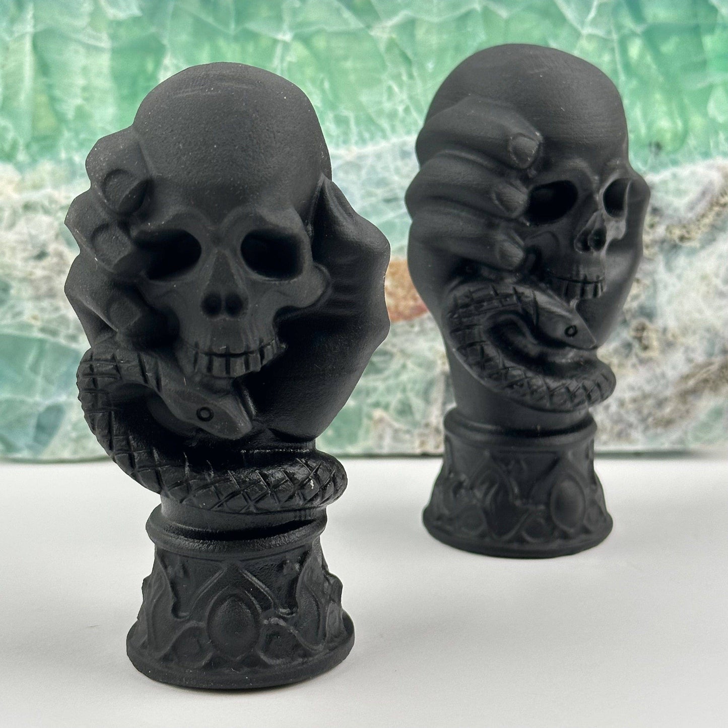 Black Obsidian Crystal Skull on Hand