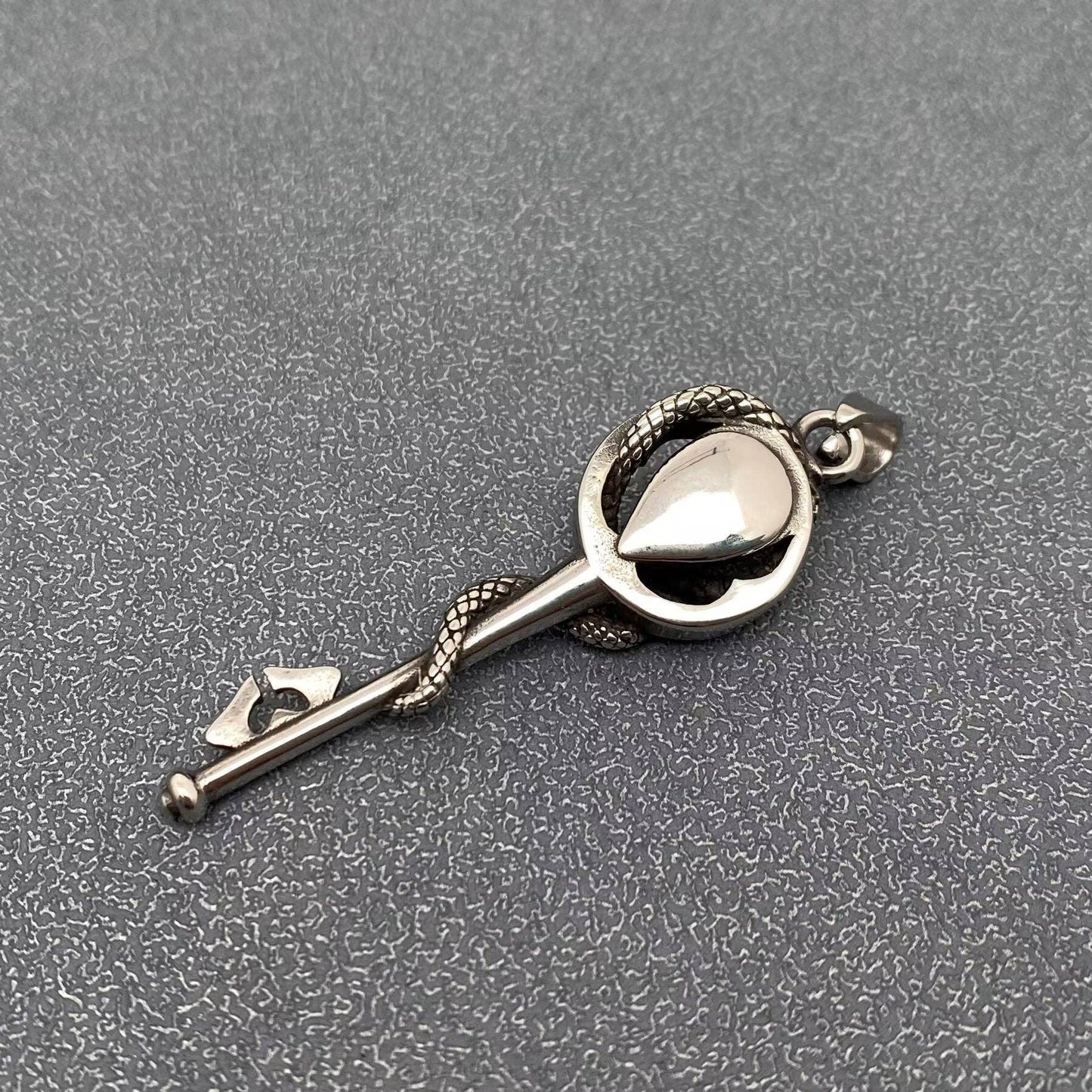 Inlaid Glass Snake Coil The Key S.Steel Pendant - MJ/MNP