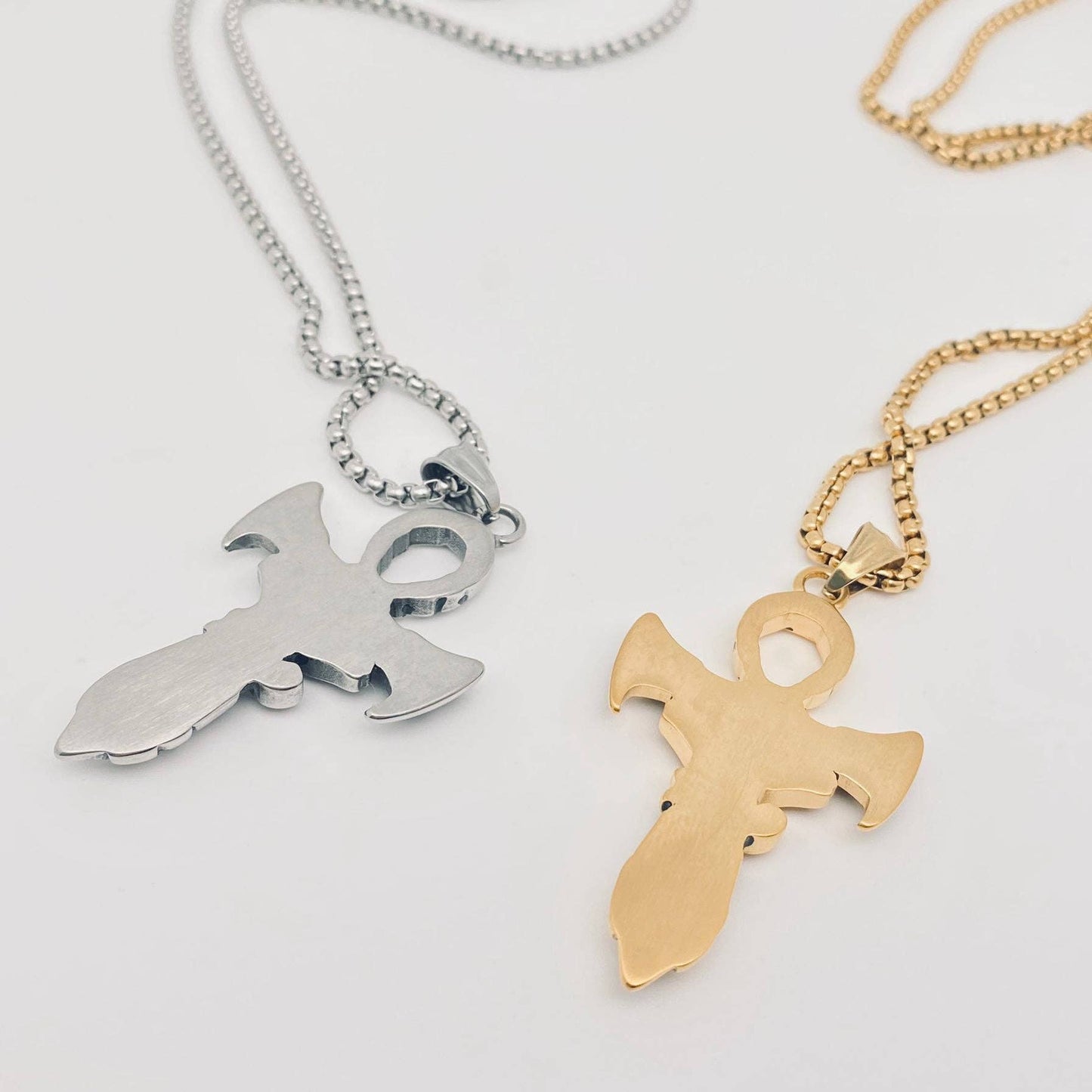 Eye of Horus Anka Cross Stainless SteelNecklace - MJ/MNP: Steel color
