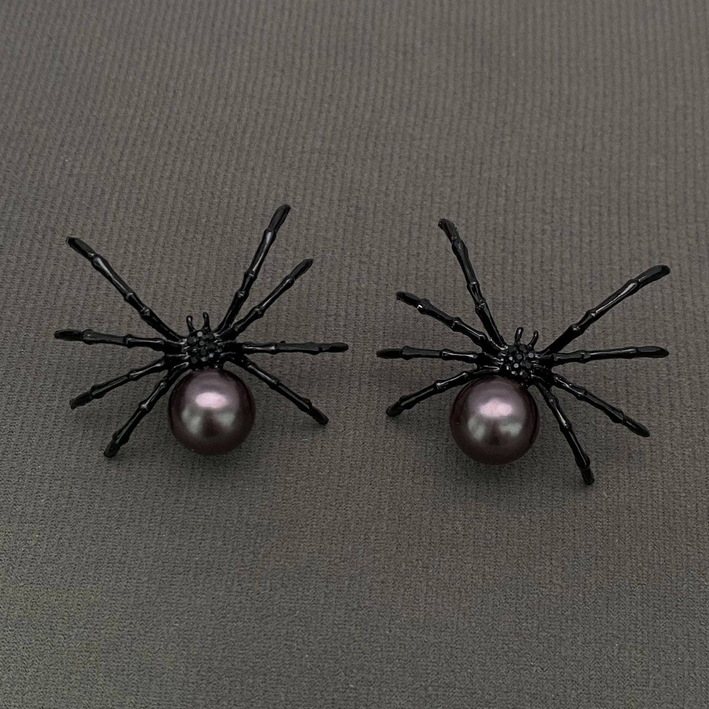 Gothic Black Spider Post Earrings - GT