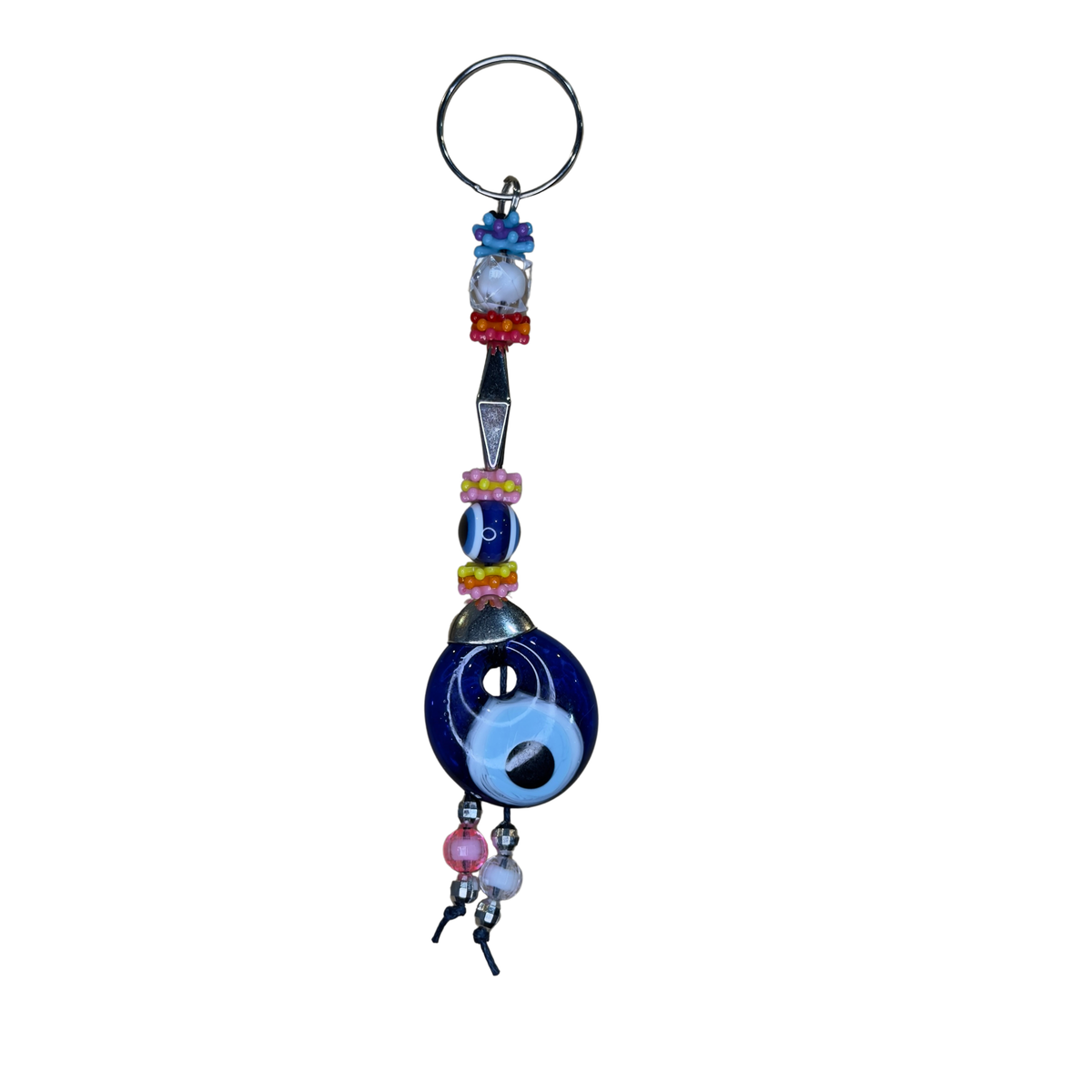 Handmade Glass Evil Eye Keychain – Turkish Key Ring – Assorted Blue Glass Keychain