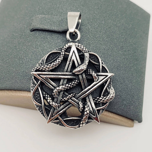 Stainless Steel Five-pointed Star Plate Snake Pendant-MJ/MNP: Single pendant