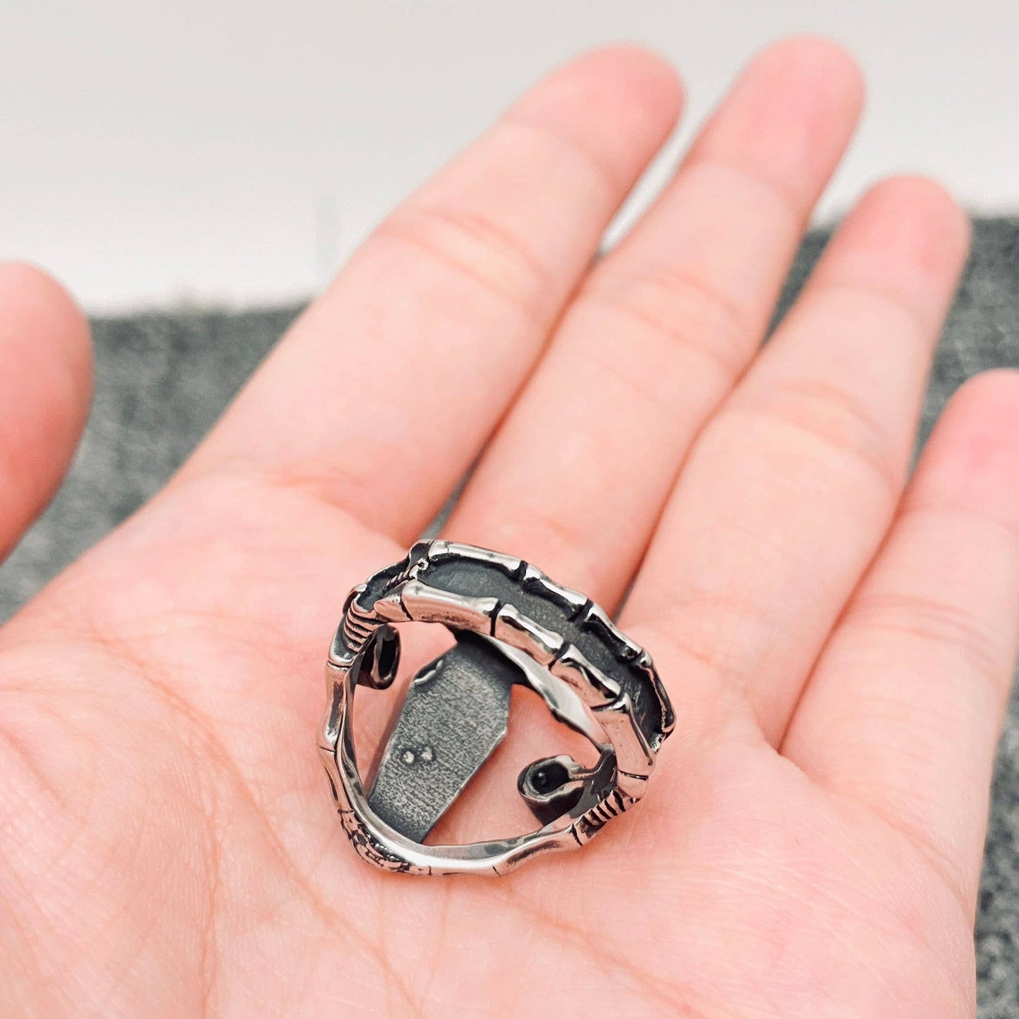 Vampire Coffin Gothic Stainless Steel Ring - MJ/MR: 10