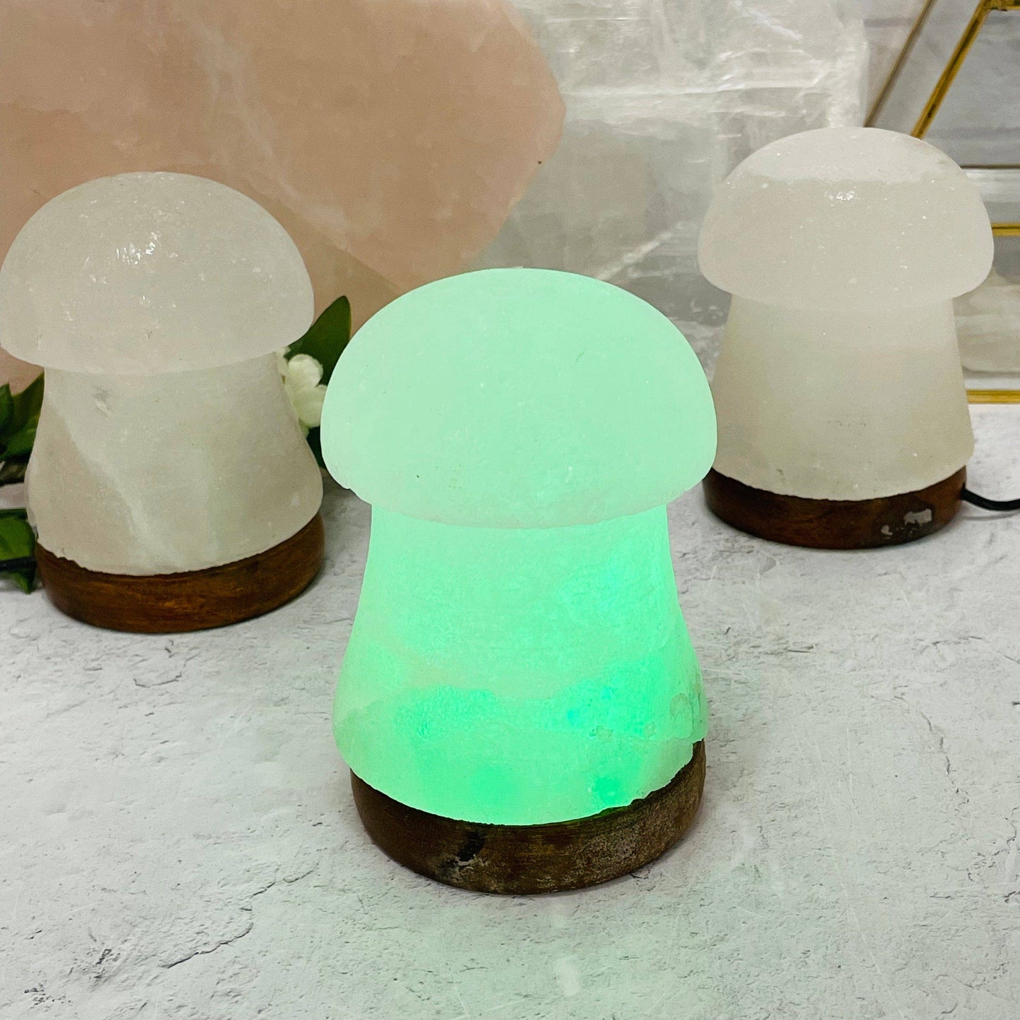 Crystal Himalayan Salt White Mushroom Lamp - Color Changing