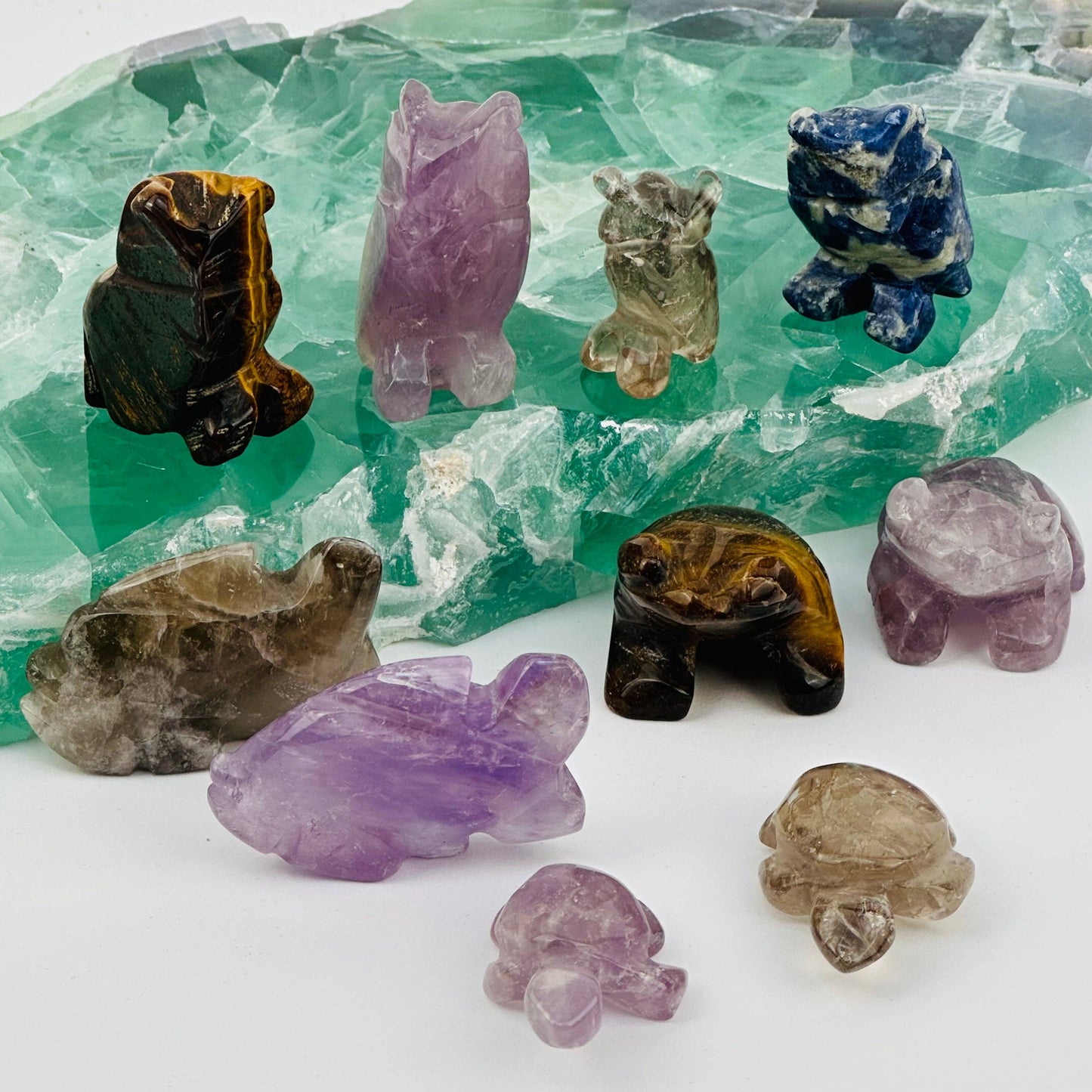 Crystal Animal Carving - You Select Style -: Frog / Amethyst