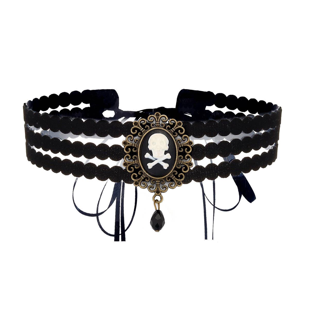 Gothic Lace Rose Choker Necklace with Tassels: YR3859-1