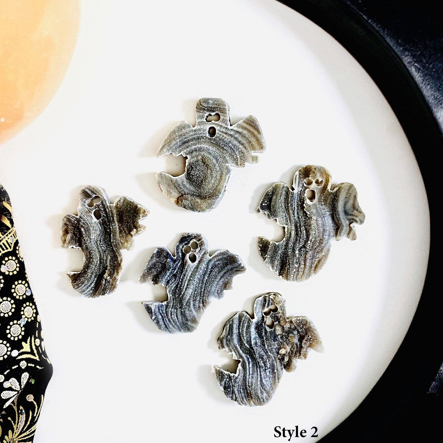 Crystal Chalcedony Ghost Cabochons Halloween Witch Decor: Style 1