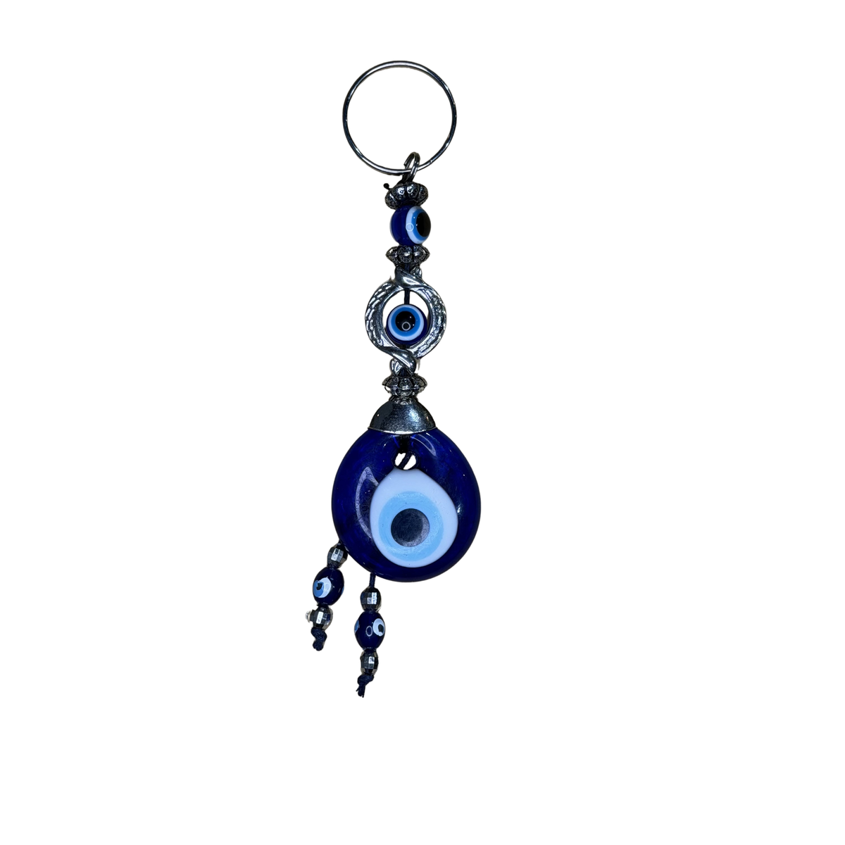 Handmade Glass Evil Eye Keychain – Turkish Key Ring – Assorted Blue Glass Keychain