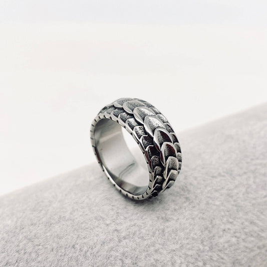 Dragon Scale Stainless Steel Ring - MJ/MR: 9