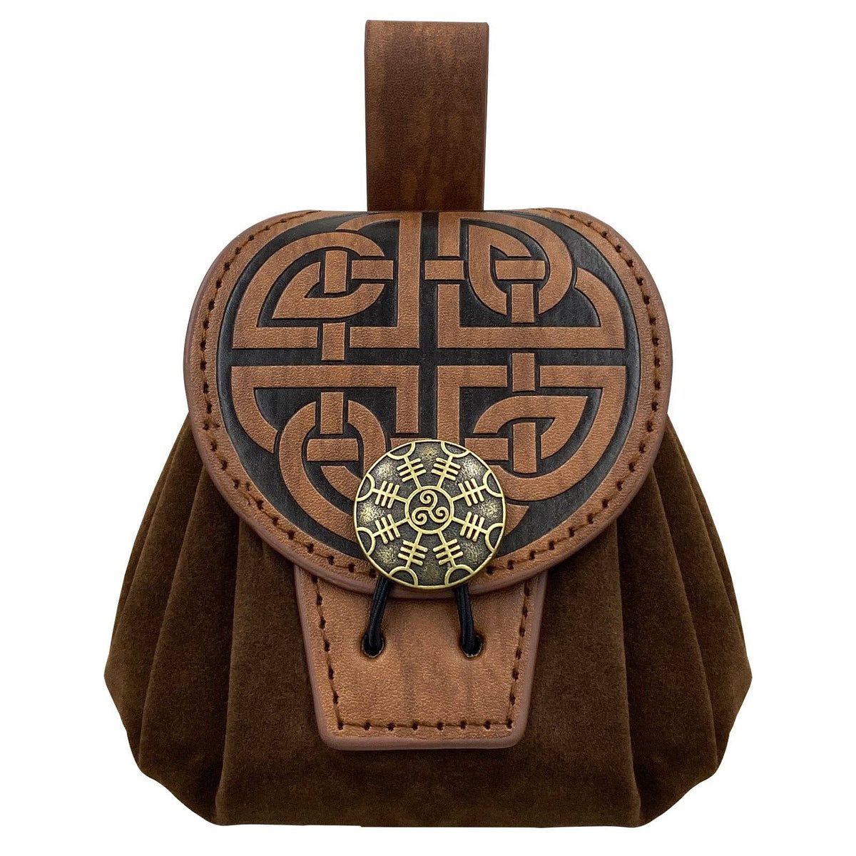 Medieval Disc Pouch Bag Nordic Viking Vintage Style: Style C Round Knot Brown