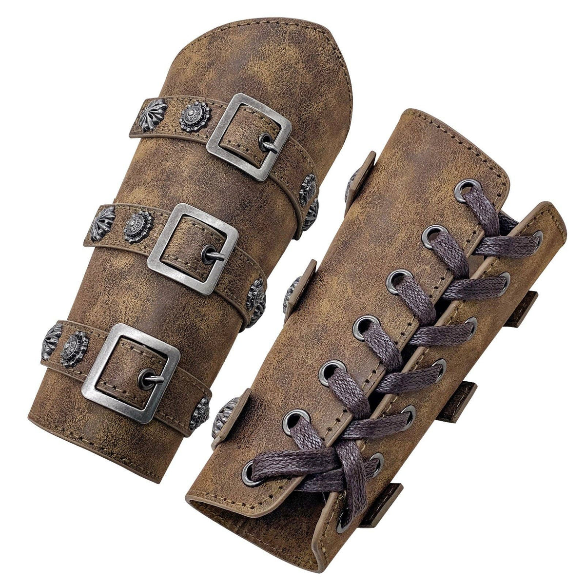 Medieval Knight Wrist Armor Stage Costume Accessories: Patina Bronze (Single)