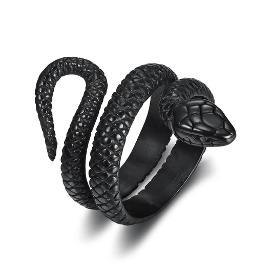 Snake Stainless Steel Ring - MJ/MR: Black / 8