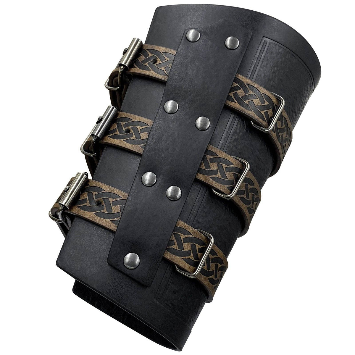 Medieval Knight Arm Bracers Retro Three-Band Costume Accessories: Black (Single)