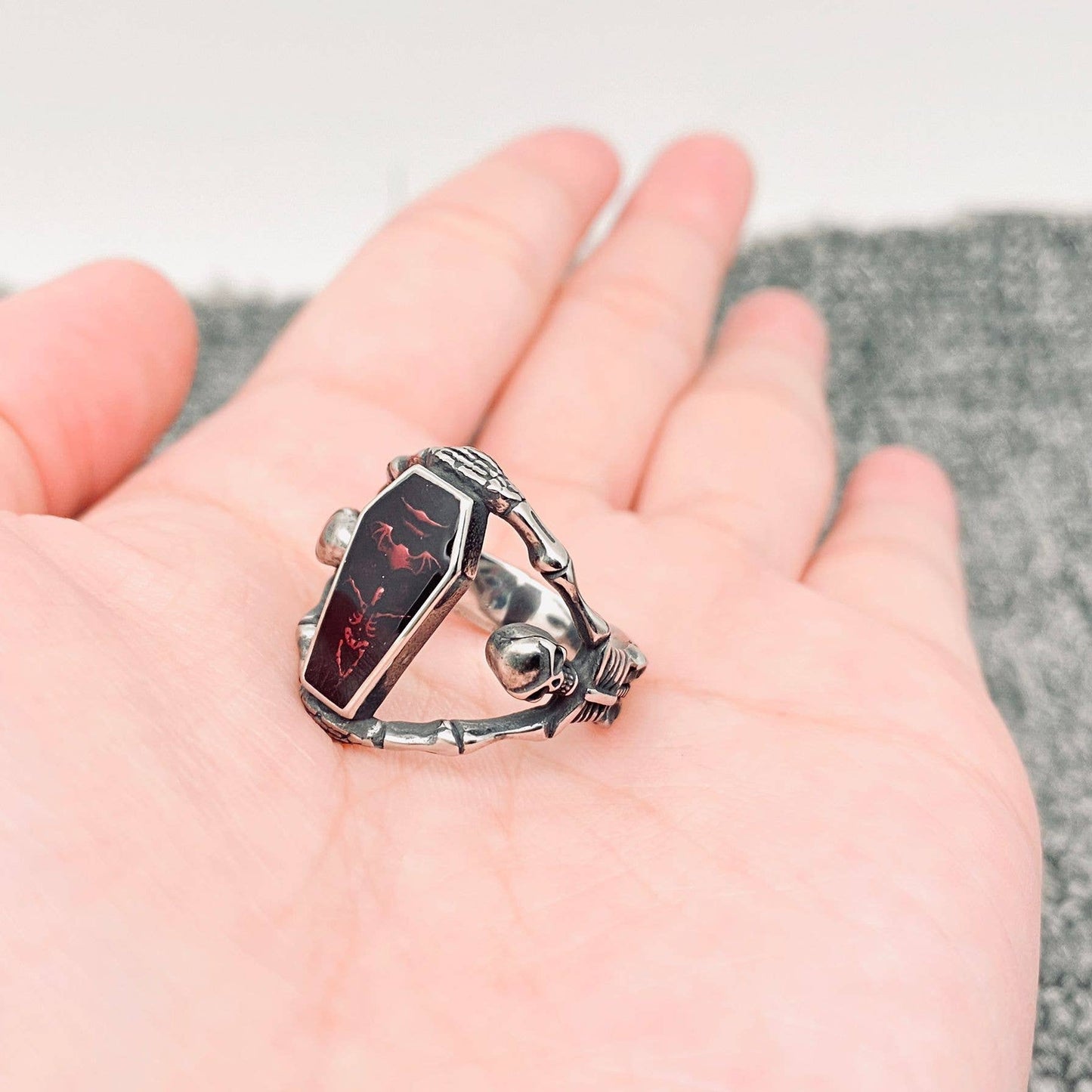 Vampire Coffin Gothic Stainless Steel Ring - MJ/MR: 10