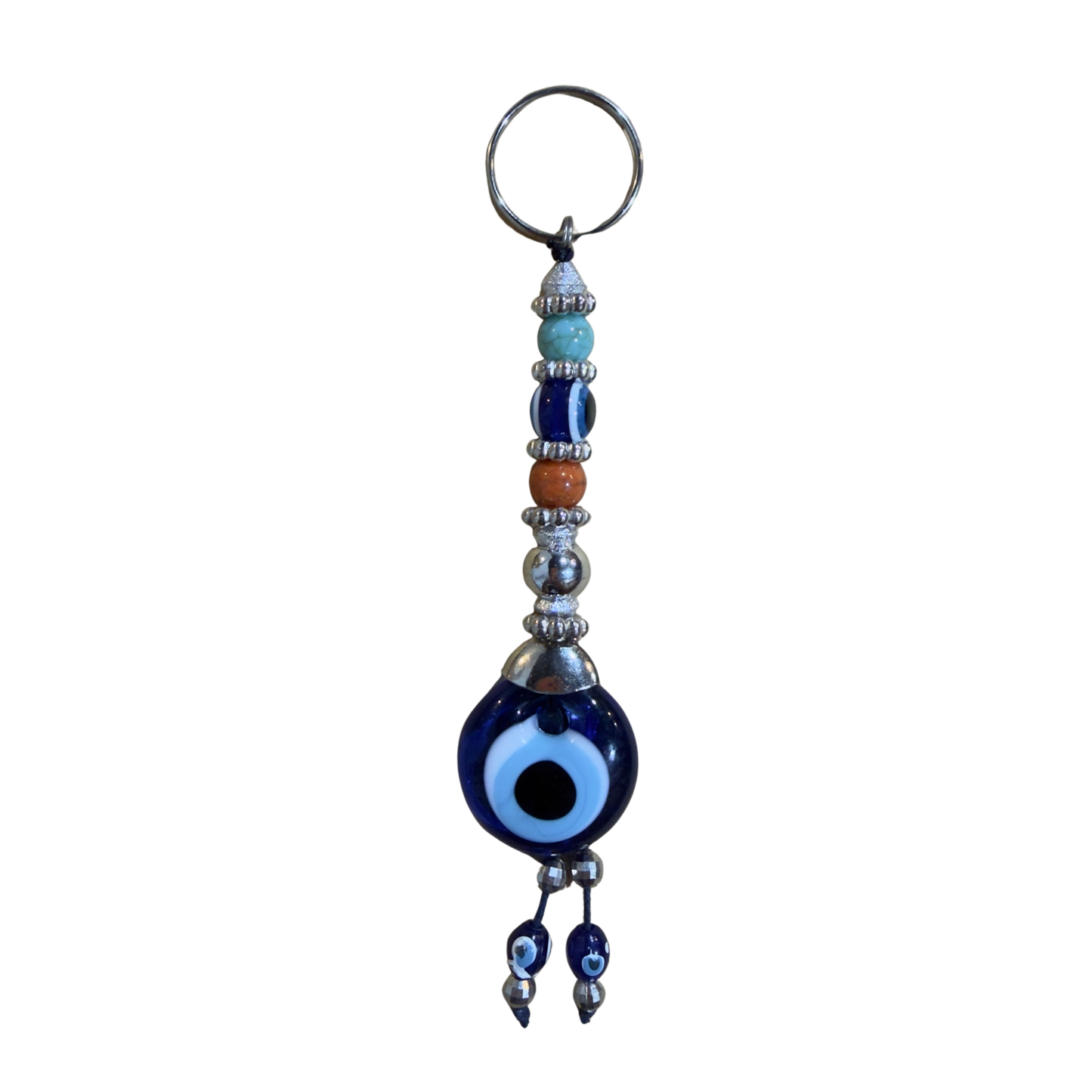 Handmade Glass Evil Eye Keychain – Turkish Key Ring – Assorted Blue Glass Keychain