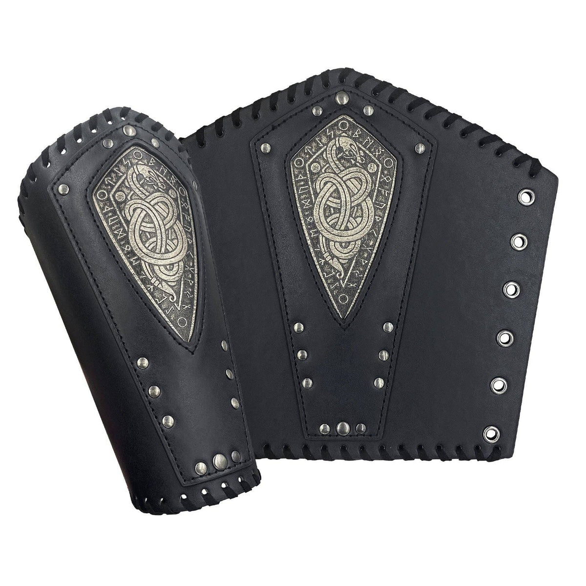 Medieval Styled Leather Cuffs Vintage Nordic Viking Inspired: Black (Single)