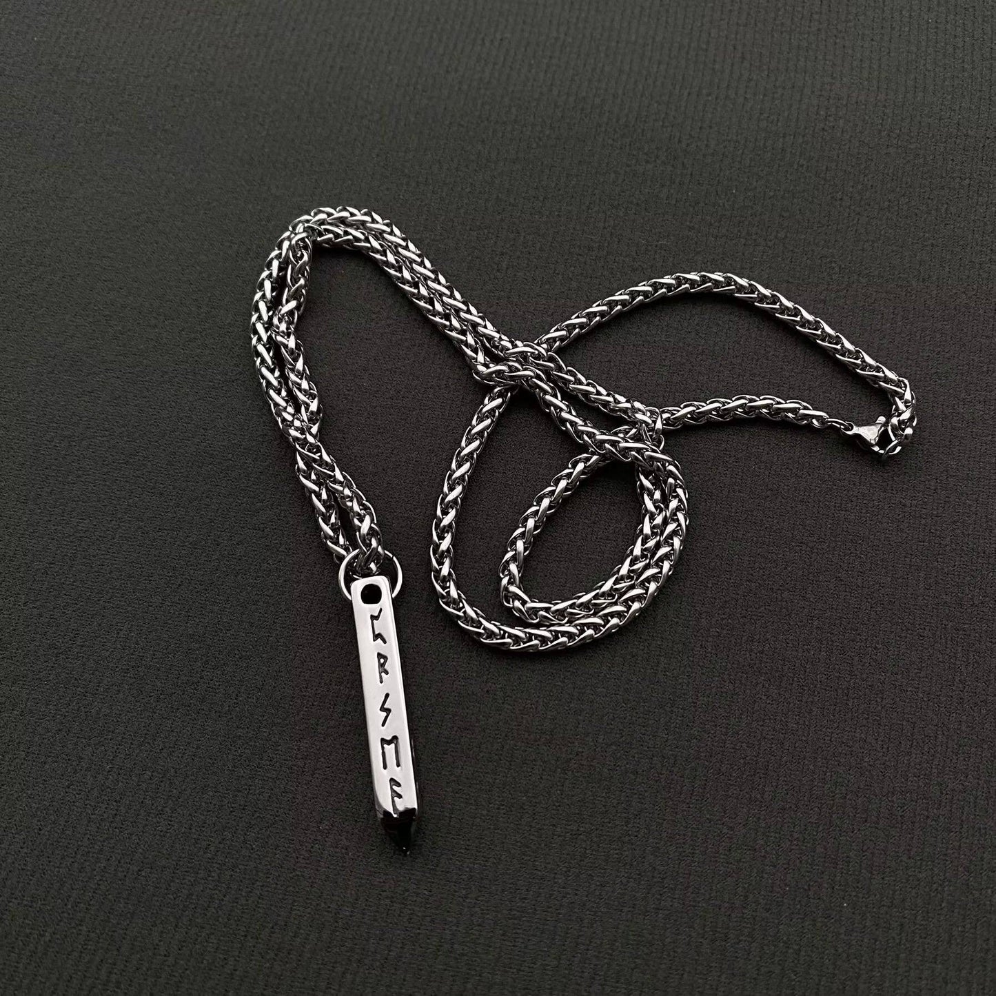 Stainless Steel Viking Rune Pendant Necklace - MJ/MNP