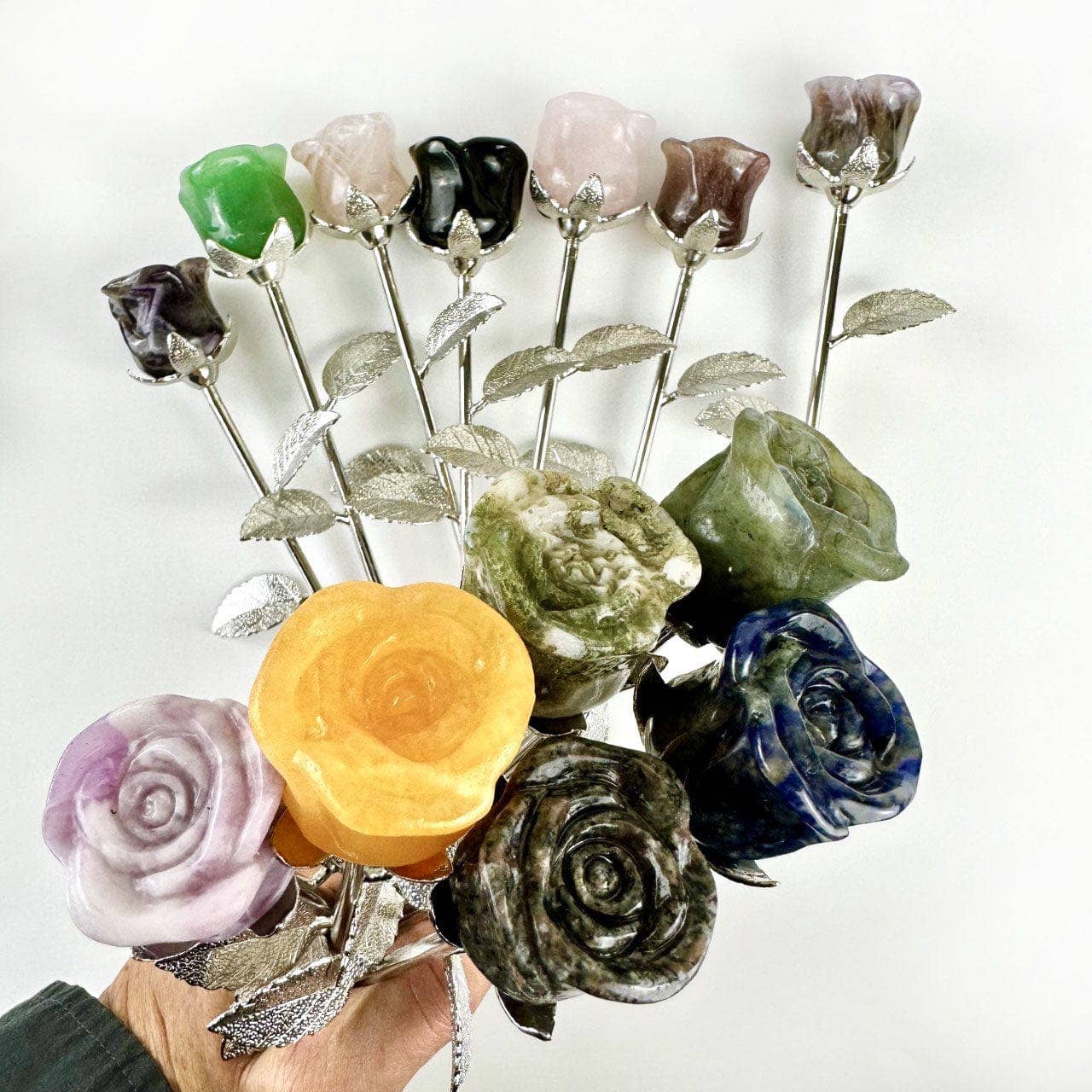 Crystal Rose - Carved Stone -: Labradorite / Gold
