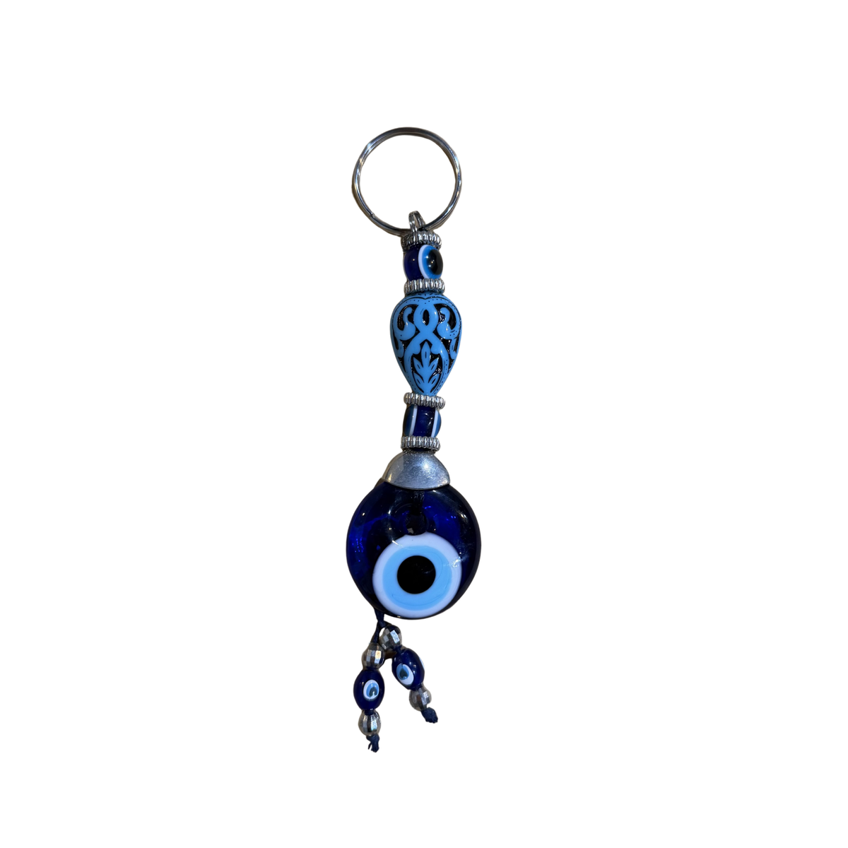 Handmade Glass Evil Eye Keychain – Turkish Key Ring – Assorted Blue Glass Keychain