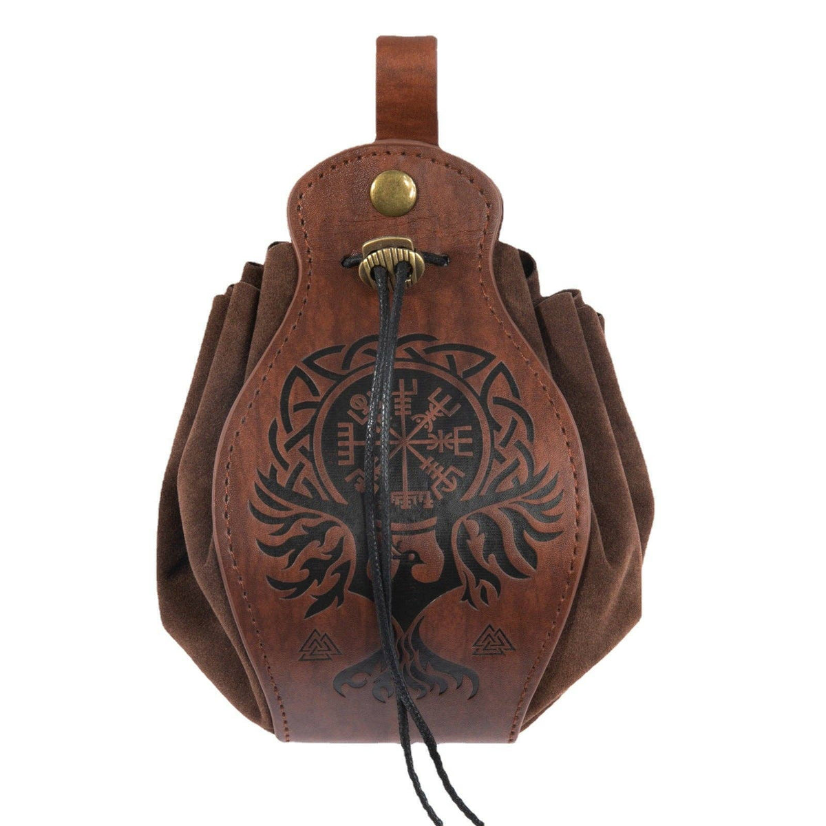 Viking Style Medieval Leather Pouch Belt Bag: Brown Spear S00113