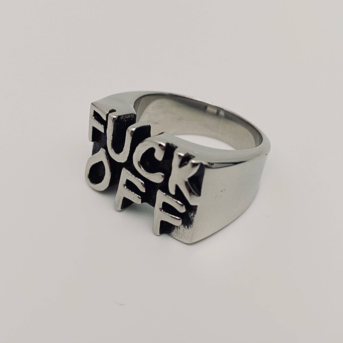 Personalized Fuck Off Stainless Steel Ring - MJ/MR: 9#