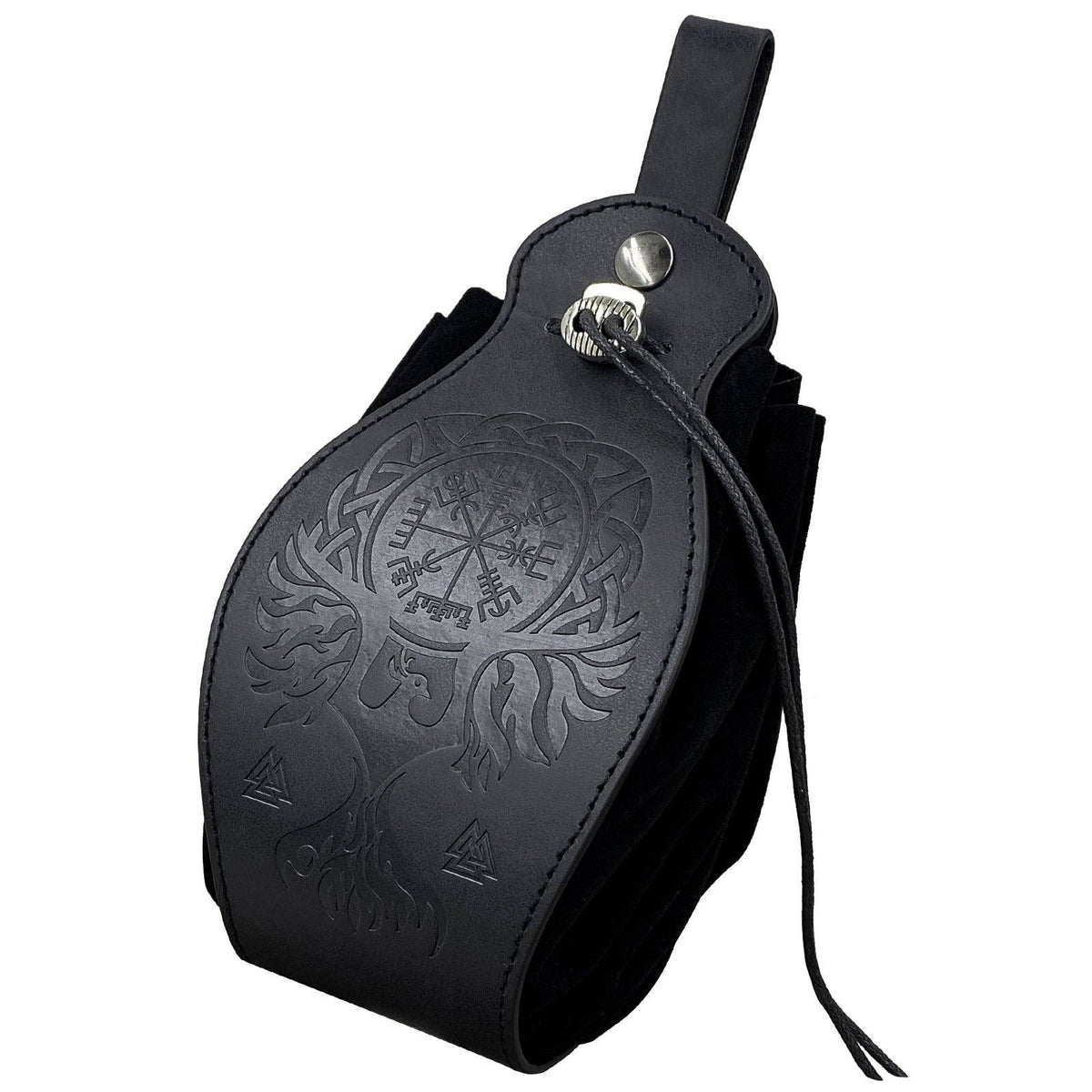 Viking Style Medieval Leather Pouch Belt Bag: Brown Spear S00113