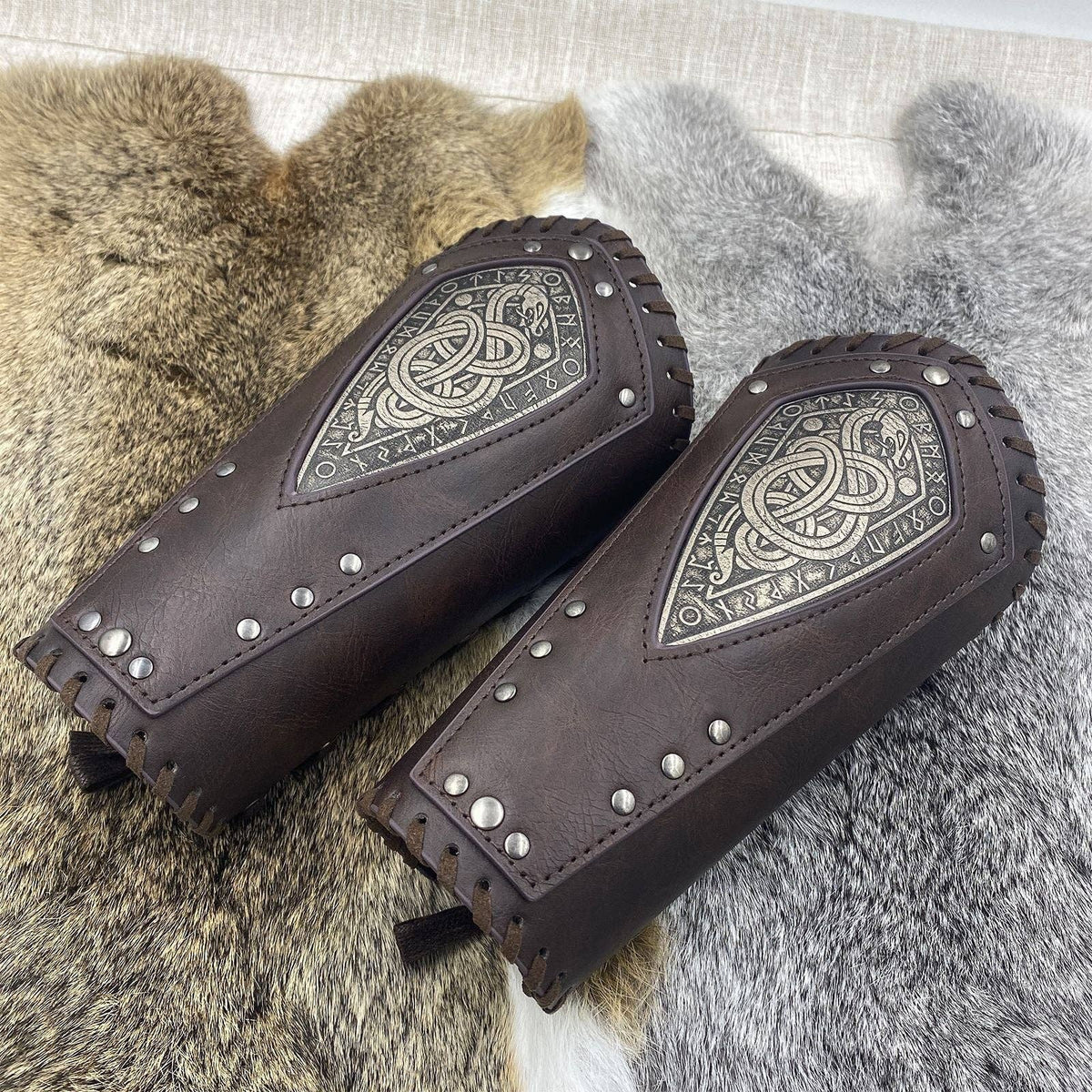 Medieval Styled Leather Cuffs Vintage Nordic Viking Inspired: Black (Single)