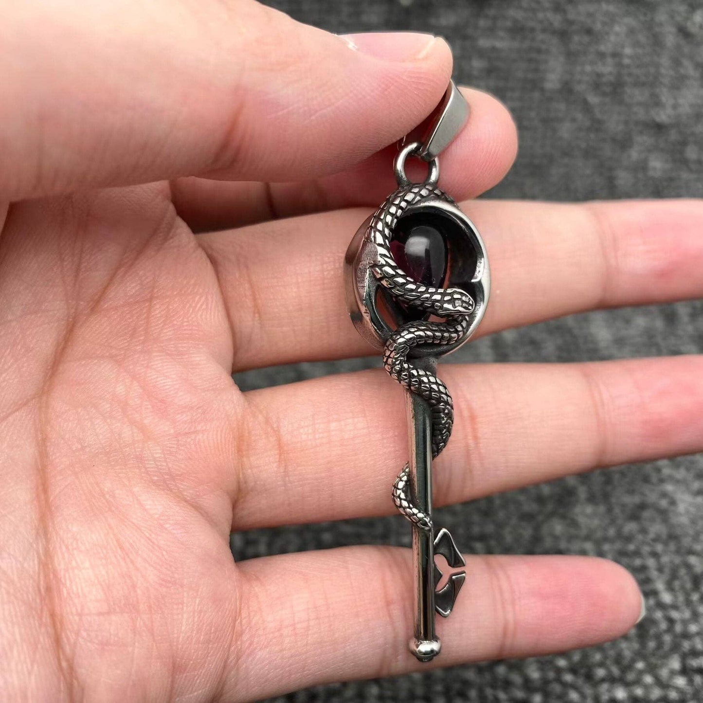 Inlaid Glass Snake Coil The Key S.Steel Pendant - MJ/MNP