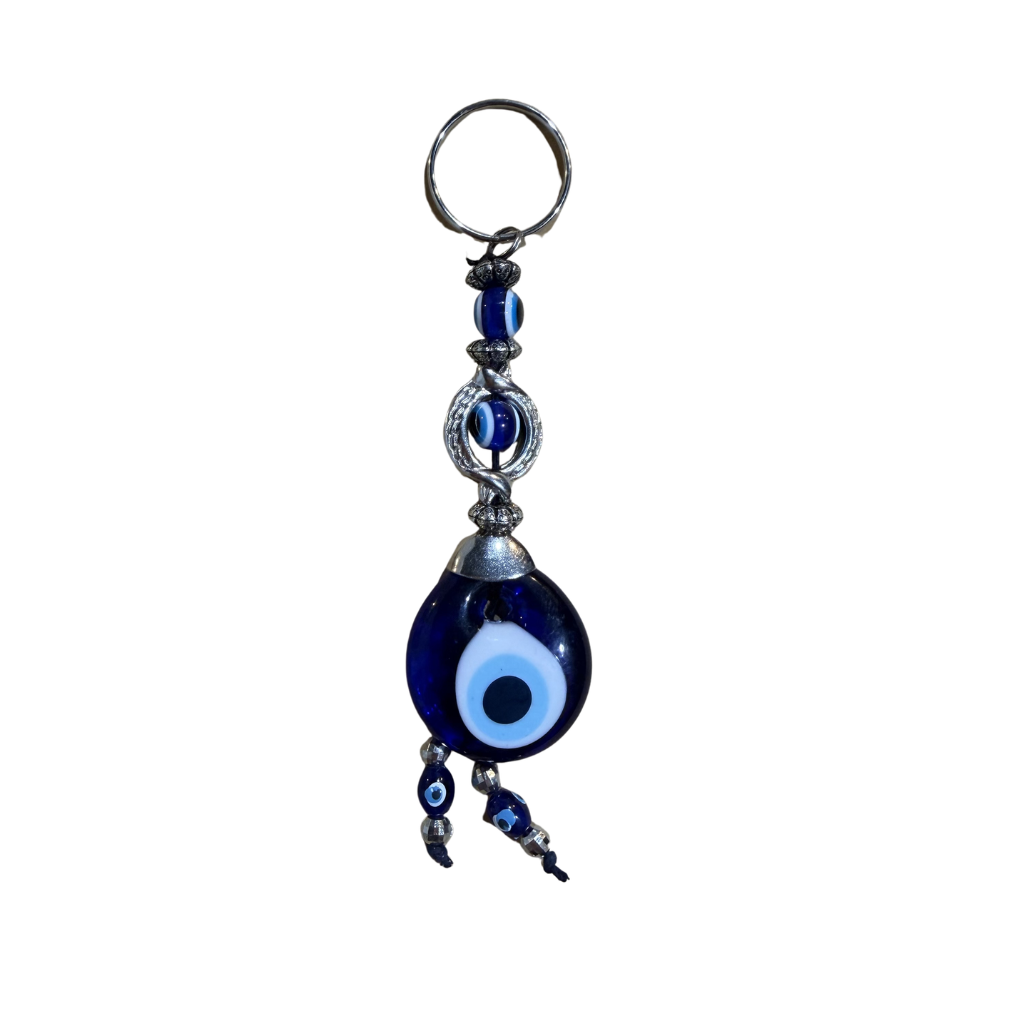 Handmade Glass Evil Eye Keychain – Turkish Key Ring – Assorted Blue Glass Keychain