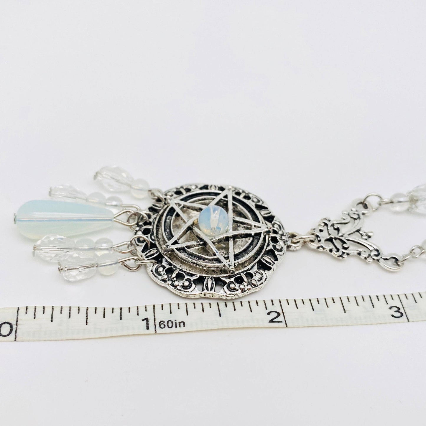 Gothic Mystery Hexagram Pendant Necklace: Ancient silver