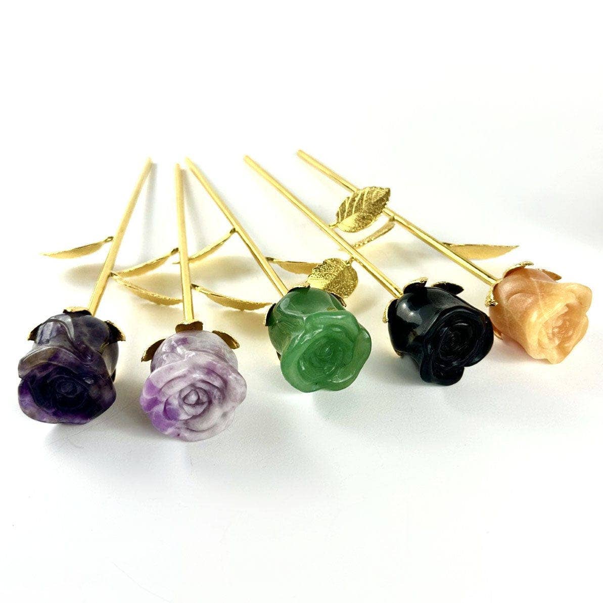 Crystal Rose - Carved Stone -: Labradorite / Gold
