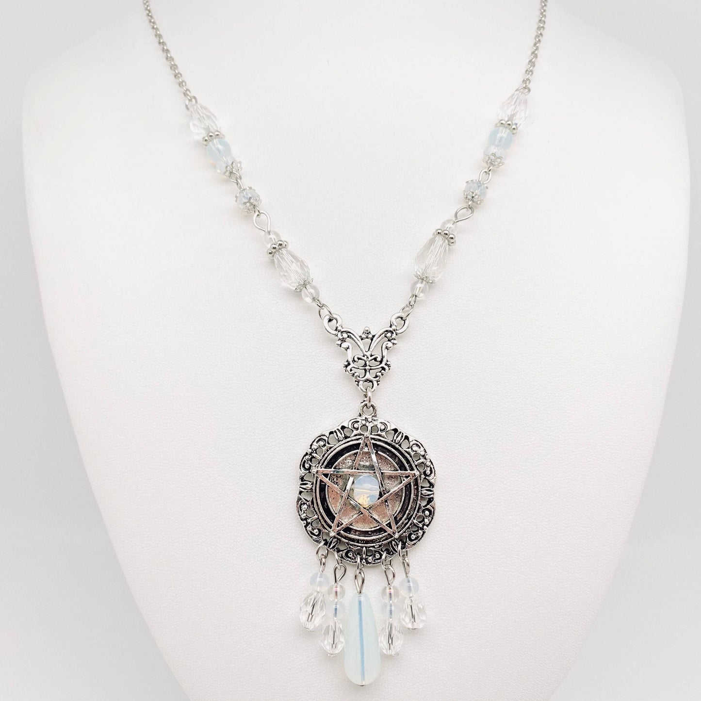 Gothic Mystery Hexagram Pendant Necklace: Ancient silver