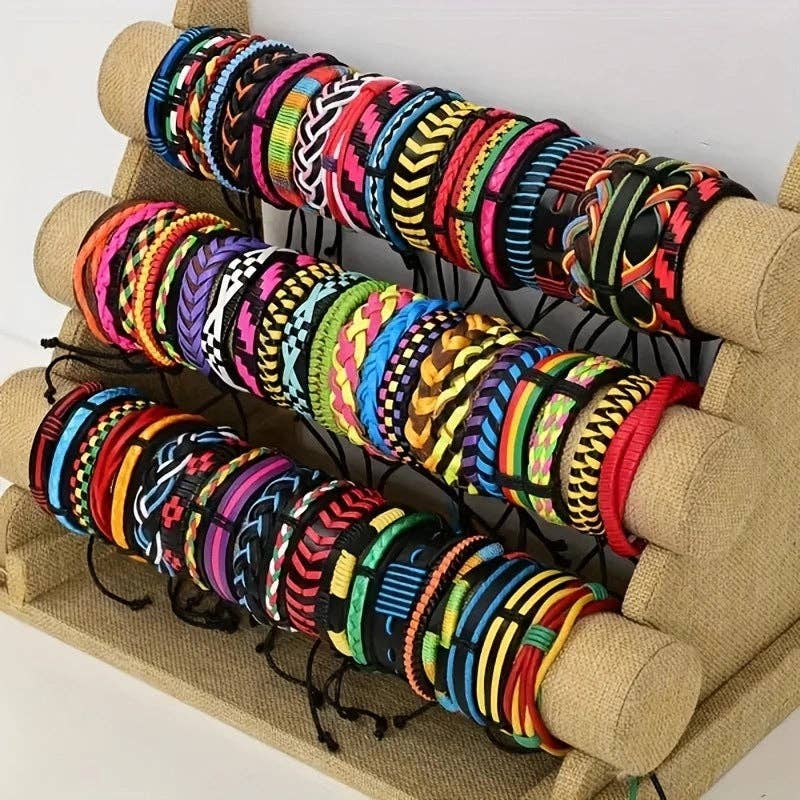 Handcrafted Leather Bracelets Geometric Design Vintage Style: 10pcs Accessories Mix
