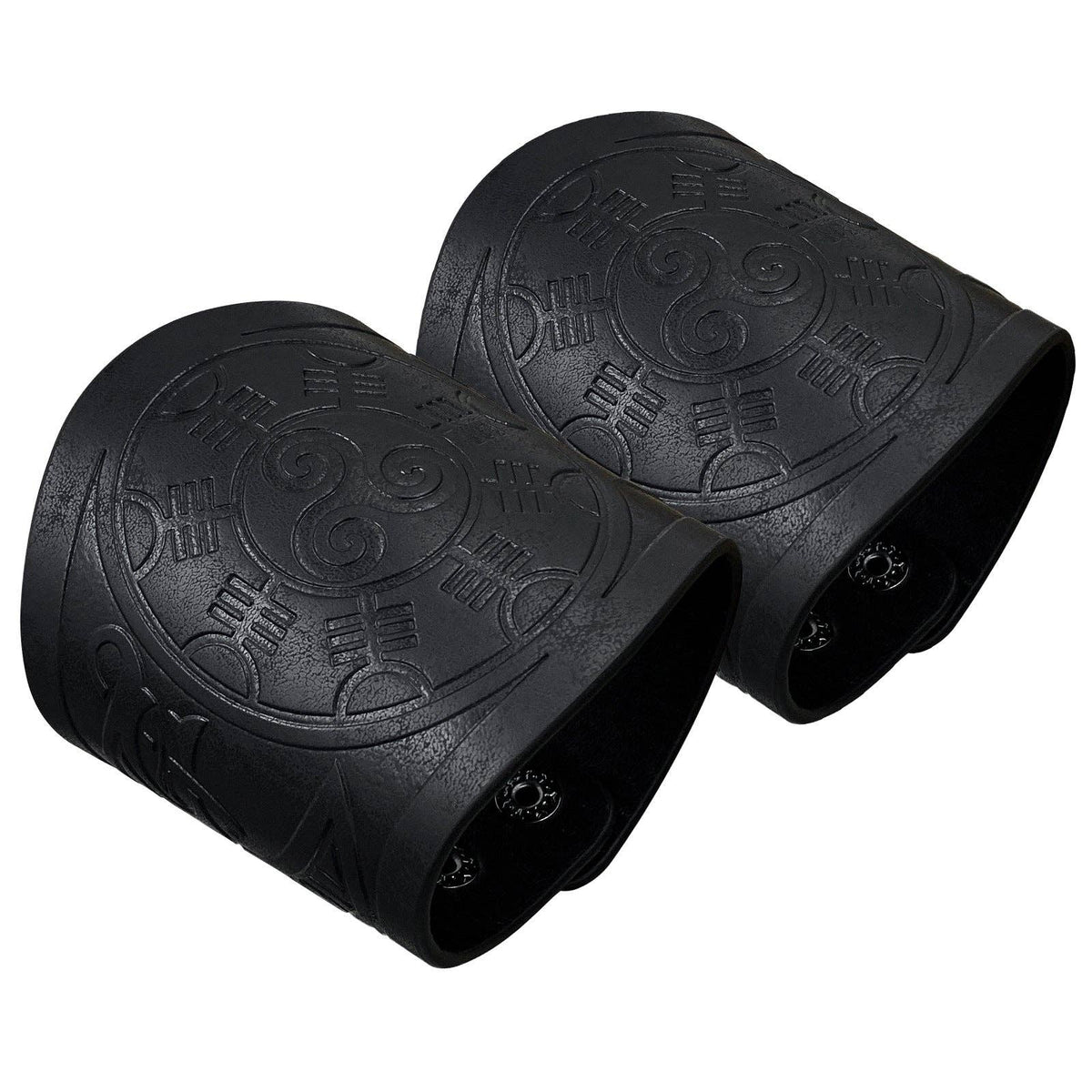Viking Style Leather Cuff Bracelets with Embossed Design: Style A Dragon Black (Single)