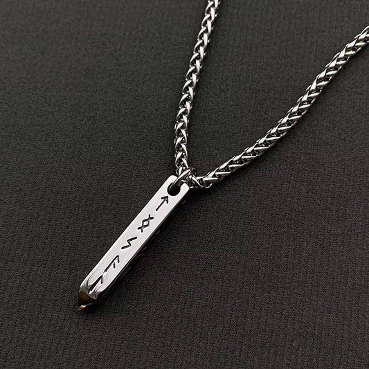 Stainless Steel Viking Rune Pendant Necklace - MJ/MNP