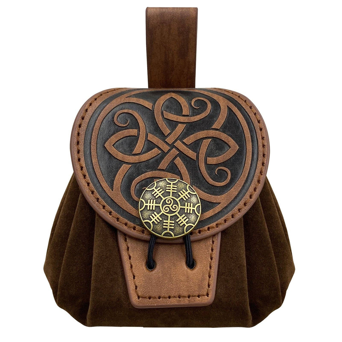 Medieval Disc Pouch Bag Nordic Viking Vintage Style: Style C Round Knot Brown