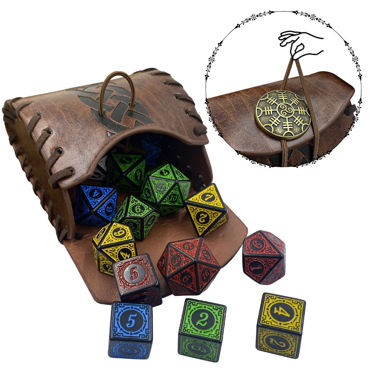 Medieval Viking Style Small Square Bag Retro Fantasy Prop: Style A Stripe Brown